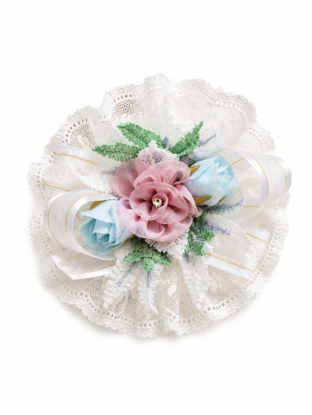 Lazo Floral - Pink & Light Blue Floral Bow